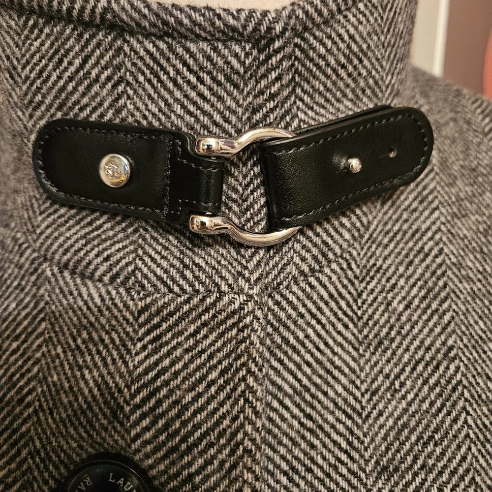Ralph Lauren Black Label Gray Wool-Blend Stand Collar Pea Coat - Picture 3 of 7